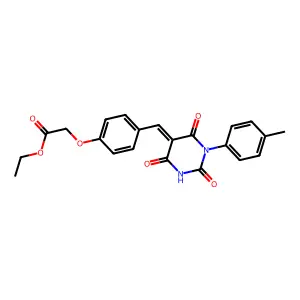 ethyl (4-{(E)-[1-(4-methylphenyl)-2,4,6-trioxotetrahydropyrimidin-5(2H)-ylidene]methyl}phenoxy)acetate structure