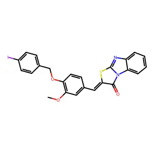 (2Z)-2-[[4-[(4-iodophenyl)methoxy]-3-methoxyphenyl]methylidene]-[1,3]thiazolo[3,2-a]benzimidazol-1-one structure