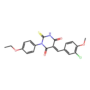 (5Z)-5-(3-chloro-4-methoxybenzylidene)-1-(4-ethoxyphenyl)-2-thioxodihydropyrimidine-4,6(1H,5H)-dione structure