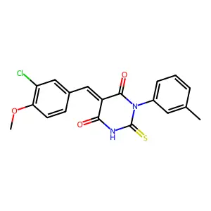 (5Z)-5-[(3-chloro-4-methoxyphenyl)methylidene]-1-(3-methylphenyl)-2-sulfanylidene-1,3-diazinane-4,6-dione structure