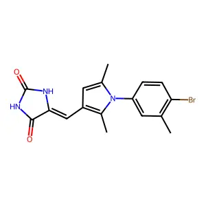 (5Z)-5-[[1-(4-bromo-3-methylphenyl)-2,5-dimethylpyrrol-3-yl]methylidene]imidazolidine-2,4-dione structure