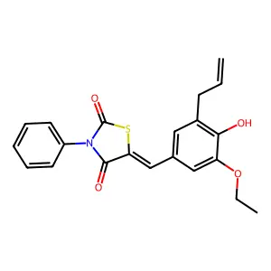 (5Z)-5-[(3-ethoxy-4-hydroxy-5-prop-2-enylphenyl)methylidene]-3-phenyl-1,3-thiazolidine-2,4-dione structure