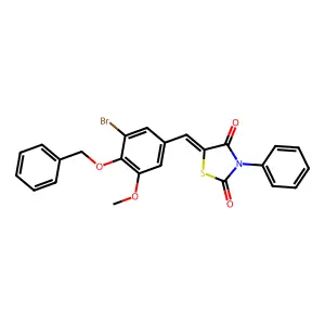 (5Z)-5-[4-(benzyloxy)-3-bromo-5-methoxybenzylidene]-3-phenyl-1,3-thiazolidine-2,4-dione structure