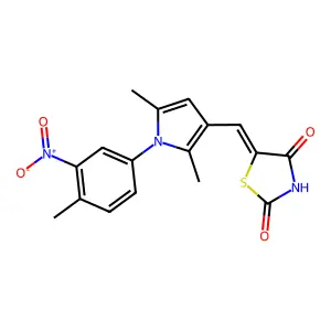 (5Z)-5-[[2,5-dimethyl-1-(4-methyl-3-nitrophenyl)pyrrol-3-yl]methylidene]-1,3-thiazolidine-2,4-dione structure