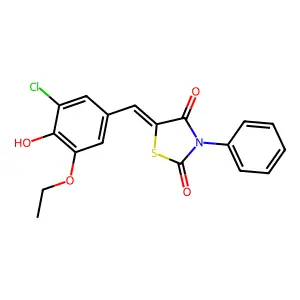 (5Z)-5-(3-chloro-5-ethoxy-4-hydroxybenzylidene)-3-phenyl-1,3-thiazolidine-2,4-dione structure