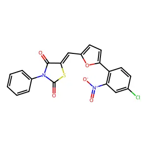 (Z)-5-((5-(4-chloro-2-nitrophenyl)furan-2-yl)methylene)-3-phenylthiazolidine-2,4-dione structure