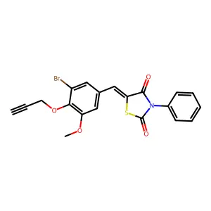 (5Z)-5-[(3-bromo-5-methoxy-4-prop-2-ynoxyphenyl)methylidene]-3-phenyl-1,3-thiazolidine-2,4-dione structure