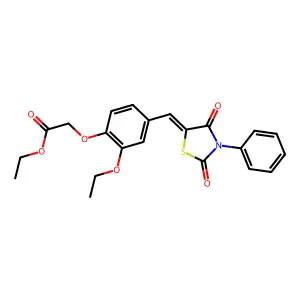 ethyl {4-[(Z)-(2,4-dioxo-3-phenyl-1,3-thiazolidin-5-ylidene)methyl]-2-ethoxyphenoxy}acetate structure