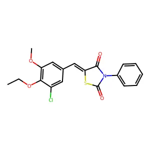 (5Z)-5-(3-chloro-4-ethoxy-5-methoxybenzylidene)-3-phenyl-1,3-thiazolidine-2,4-dione structure
