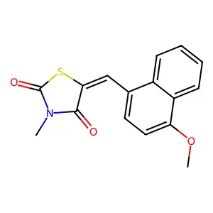 (5Z)-5-[(4-methoxynaphthalen-1-yl)methylidene]-3-methyl-1,3-thiazolidine-2,4-dione structure