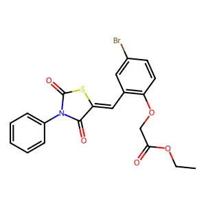 ethyl {4-bromo-2-[(Z)-(2,4-dioxo-3-phenyl-1,3-thiazolidin-5-ylidene)methyl]phenoxy}acetate structure