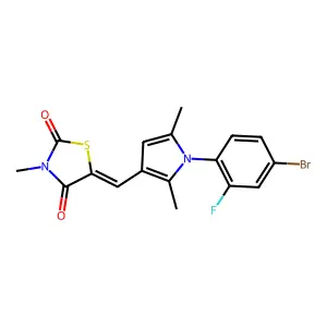 (5Z)-5-{[1-(4-bromo-2-fluorophenyl)-2,5-dimethyl-1H-pyrrol-3-yl]methylidene}-3-methyl-1,3-thiazolidine-2,4-dione structure