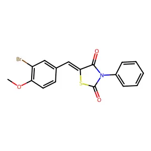 (5Z)-5-(3-bromo-4-methoxybenzylidene)-3-phenyl-1,3-thiazolidine-2,4-dione structure