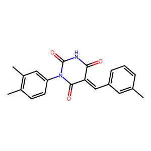 (5E)-1-(3,4-dimethylphenyl)-5-(3-methylbenzylidene)pyrimidine-2,4,6(1H,3H,5H)-trione structure