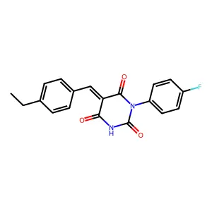 (5E)-5-(4-ethylbenzylidene)-1-(4-fluorophenyl)pyrimidine-2,4,6(1H,3H,5H)-trione structure