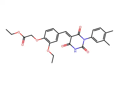 ethyl (4-{(E)-[1-(3,4-dimethylphenyl)-2,4,6-trioxotetrahydropyrimidin-5(2H)-ylidene]methyl}-2-ethoxyphenoxy)acetate structure
