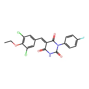 (5E)-5-(3,5-dichloro-4-ethoxybenzylidene)-1-(4-fluorophenyl)pyrimidine-2,4,6(1H,3H,5H)-trione structure