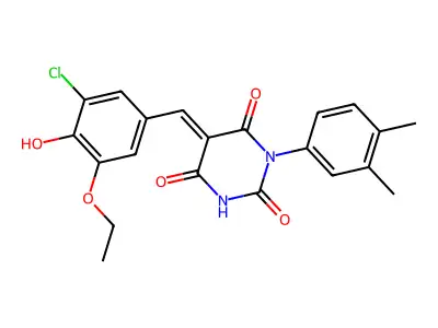 (5E)-5-(3-chloro-5-ethoxy-4-hydroxybenzylidene)-1-(3,4-dimethylphenyl)pyrimidine-2,4,6(1H,3H,5H)-trione structure