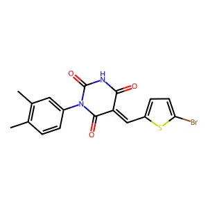 (5E)-5-[(5-bromothiophen-2-yl)methylidene]-1-(3,4-dimethylphenyl)-1,3-diazinane-2,4,6-trione structure