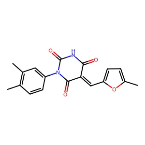 (5E)-1-(3,4-dimethylphenyl)-5-[(5-methylfuran-2-yl)methylidene]-1,3-diazinane-2,4,6-trione structure