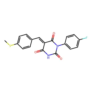 (5E)-1-(4-fluorophenyl)-5-[(4-methylsulfanylphenyl)methylidene]-1,3-diazinane-2,4,6-trione structure