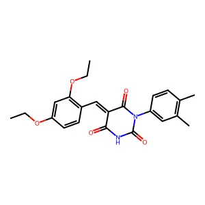(5E)-5-(2,4-diethoxybenzylidene)-1-(3,4-dimethylphenyl)pyrimidine-2,4,6(1H,3H,5H)-trione structure
