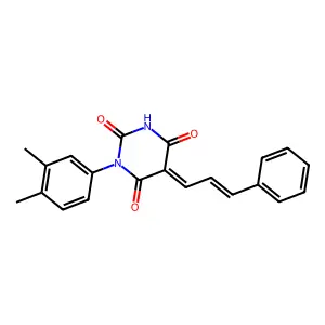 (5E)-1-(3,4-dimethylphenyl)-5-[(E)-3-phenylprop-2-enylidene]-1,3-diazinane-2,4,6-trione structure