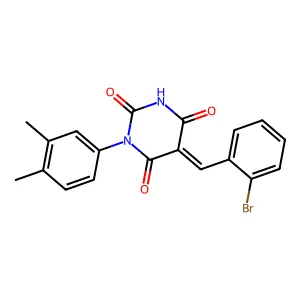 (5E)-5-(2-bromobenzylidene)-1-(3,4-dimethylphenyl)pyrimidine-2,4,6(1H,3H,5H)-trione structure