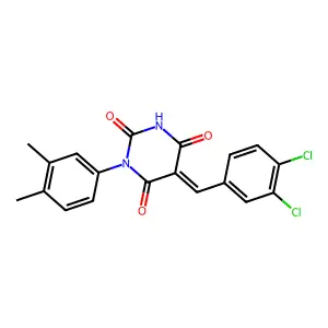 (5E)-5-(3,4-dichlorobenzylidene)-1-(3,4-dimethylphenyl)pyrimidine-2,4,6(1H,3H,5H)-trione structure