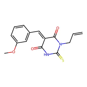 (5Z)-5-[(3-methoxyphenyl)methylidene]-1-prop-2-enyl-2-sulfanylidene-1,3-diazinane-4,6-dione structure