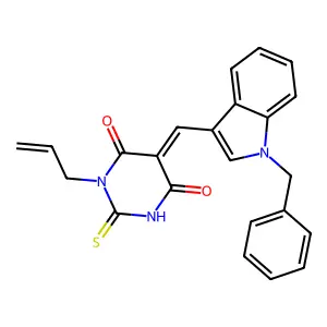 (5Z)-5-[(1-benzyl-1H-indol-3-yl)methylidene]-1-(prop-2-en-1-yl)-2-thioxodihydropyrimidine-4,6(1H,5H)-dione structure