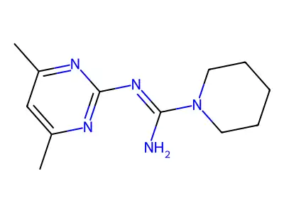 N-(4,6-dimethylpyrimidin-2-yl)piperidine-1-carboximidamide structure