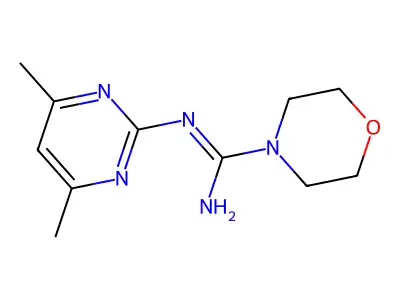 N-(4,6-dimethylpyrimidin-2-yl)morpholine-4-carboximidamide structure