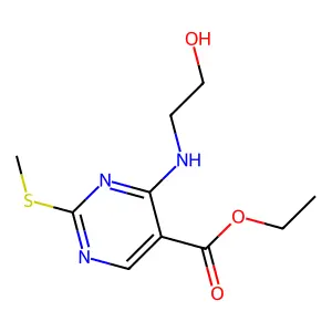 Ethyl 4-[(2-hydroxyethyl)amino]-2-(methylsulfanyl)pyrimidine-5-carboxylate structure
