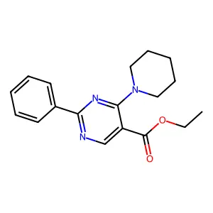 Ethyl 2-phenyl-4-(1-piperidinyl)-5-pyrimidinecarboxylate structure