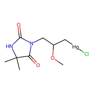 Mercury, chloro((3-(5,5-dimethyl-2,4-dioxo-3-imidazolidinyl)-2-methoxy)propyl)- structure
