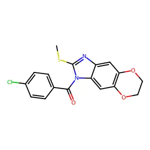 1-(4-chlorobenzoyl)-6,7-dihydro-1H-[1,4]dioxino[2,3-f]benzimidazol-2-yl methyl sulfide structure