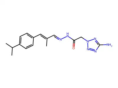 2-(5-aminotetrazol-2-yl)-N-[(E)-[(E)-2-methyl-3-(4-propan-2-ylphenyl)prop-2-enylidene]amino]acetamide structure