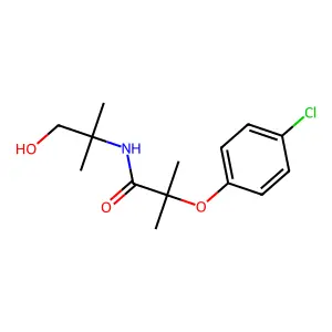 2-(4-chlorophenoxy)-N-(1-hydroxy-2-methylpropan-2-yl)-2-methylpropanamide structure