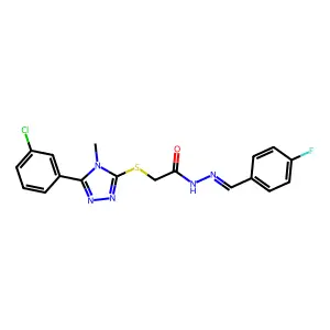 2-[[5-(3-Chlorophenyl)-4-methyl-4H-1,2,4-triazol-3-yl]thio]acetic acid 2-[(4-fluorophenyl)methylene]hydrazide structure