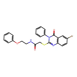 2-(6-bromo-4-oxo-3-phenylquinazolin-2-yl)sulfanyl-N-(2-phenoxyethyl)acetamide structure