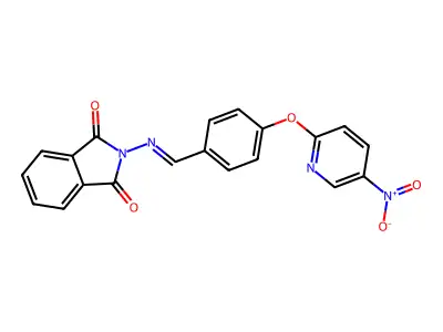 2-[(E)-[4-(5-nitropyridin-2-yl)oxyphenyl]methylideneamino]isoindole-1,3-dione structure