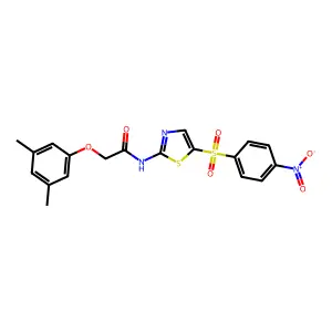 2-(3,5-dimethylphenoxy)-N-[5-(4-nitrophenyl)sulfonyl-1,3-thiazol-2-yl]acetamide structure