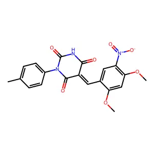 (5E)-5-(2,4-dimethoxy-5-nitrobenzylidene)-1-(4-methylphenyl)pyrimidine-2,4,6(1H,3H,5H)-trione structure