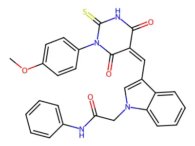 2-[3-[(Z)-[1-(4-methoxyphenyl)-4,6-dioxo-2-sulfanylidene-1,3 structure