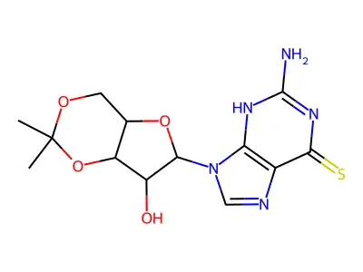 2-amino-9-(7-hydroxy-2,2-dimethyl-4a,6,7,7a-tetrahydro-4H-furo[3,2-d][1,3]dioxin-6-yl)-3H-purine-6-thione structure