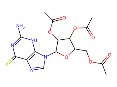 Guanosine, 6-thio-, 2',3',5'-triacetate structure