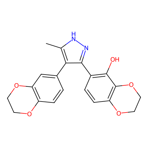 (6Z)-6-[4-(2,3-dihydro-1,4-benzodioxin-6-yl)-5-methyl-1,2-dihydropyrazol-3-ylidene]-2,3-dihydro-1,4-benzodioxin-5-one structure
