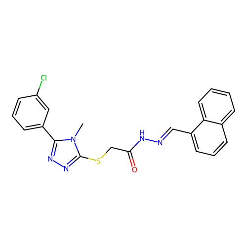 (E)-2-((5-(3-chlorophenyl)-4-methyl-4H-1,2,4-triazol-3-yl)thio)-N'-(naphthalen-1-ylmethylene)acetohydrazide structure
