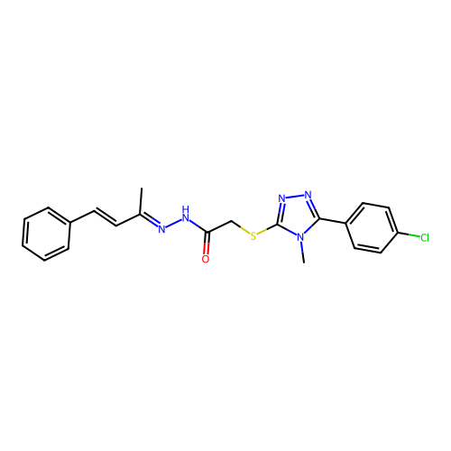 (E)-2-((5-(4-chlorophenyl)-4-methyl-4H-1,2,4-triazol-3-yl)thio)-N'-((E)-4-phenylbut-3-en-2-ylidene)acetohydrazide structure